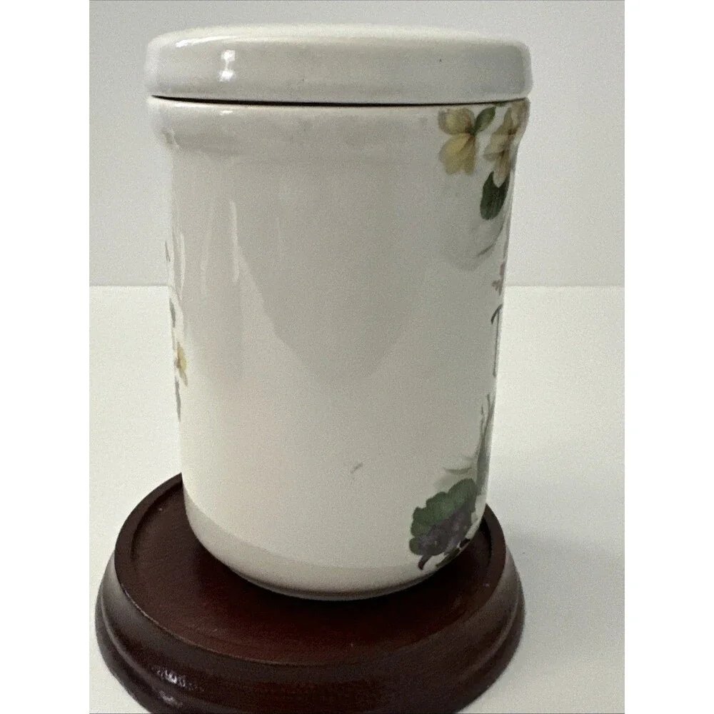 Vintage English Floral Tea Caddy Canister/Lid Kitchenware 60’s- 70’s Botanical